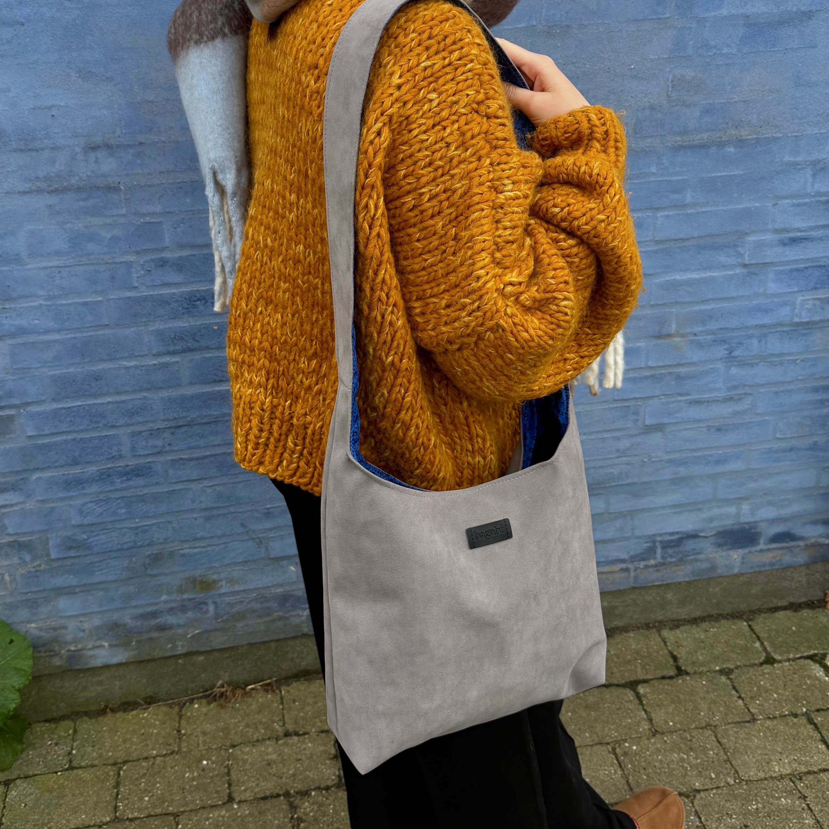 Light Gray Alcantara Hobo Bag