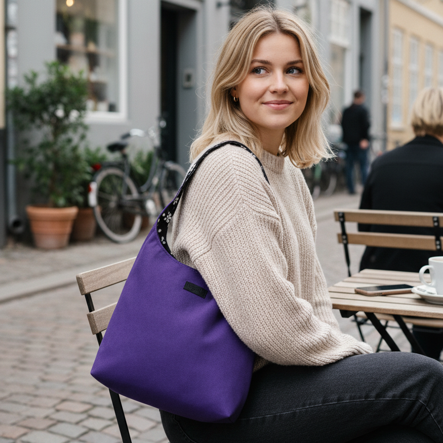 True Purple Alcantara Hobo Bag