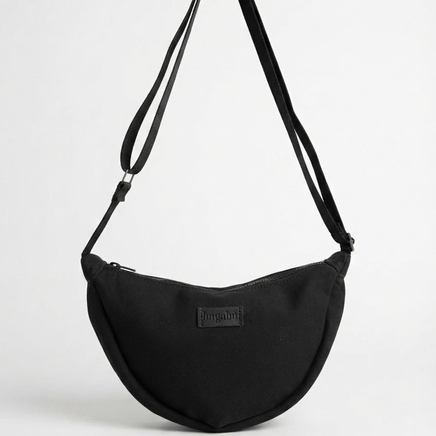 black alcantara banana bag