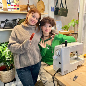 workshop people using a sewing machine