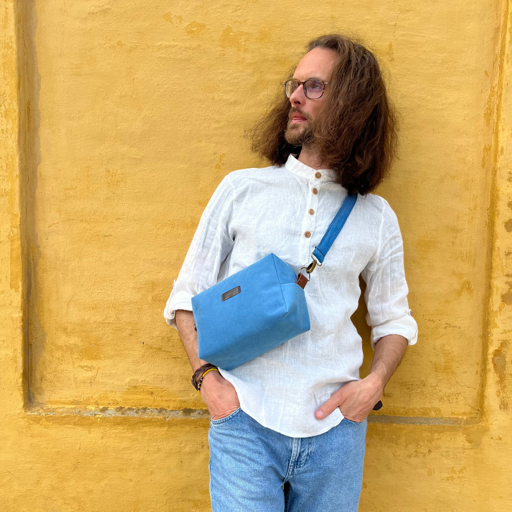 light blue unisex bag