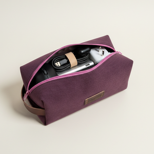 purple and pink toiletry bag