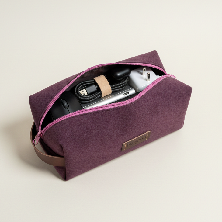 purple and pink toiletry bag