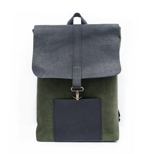 green leather bag