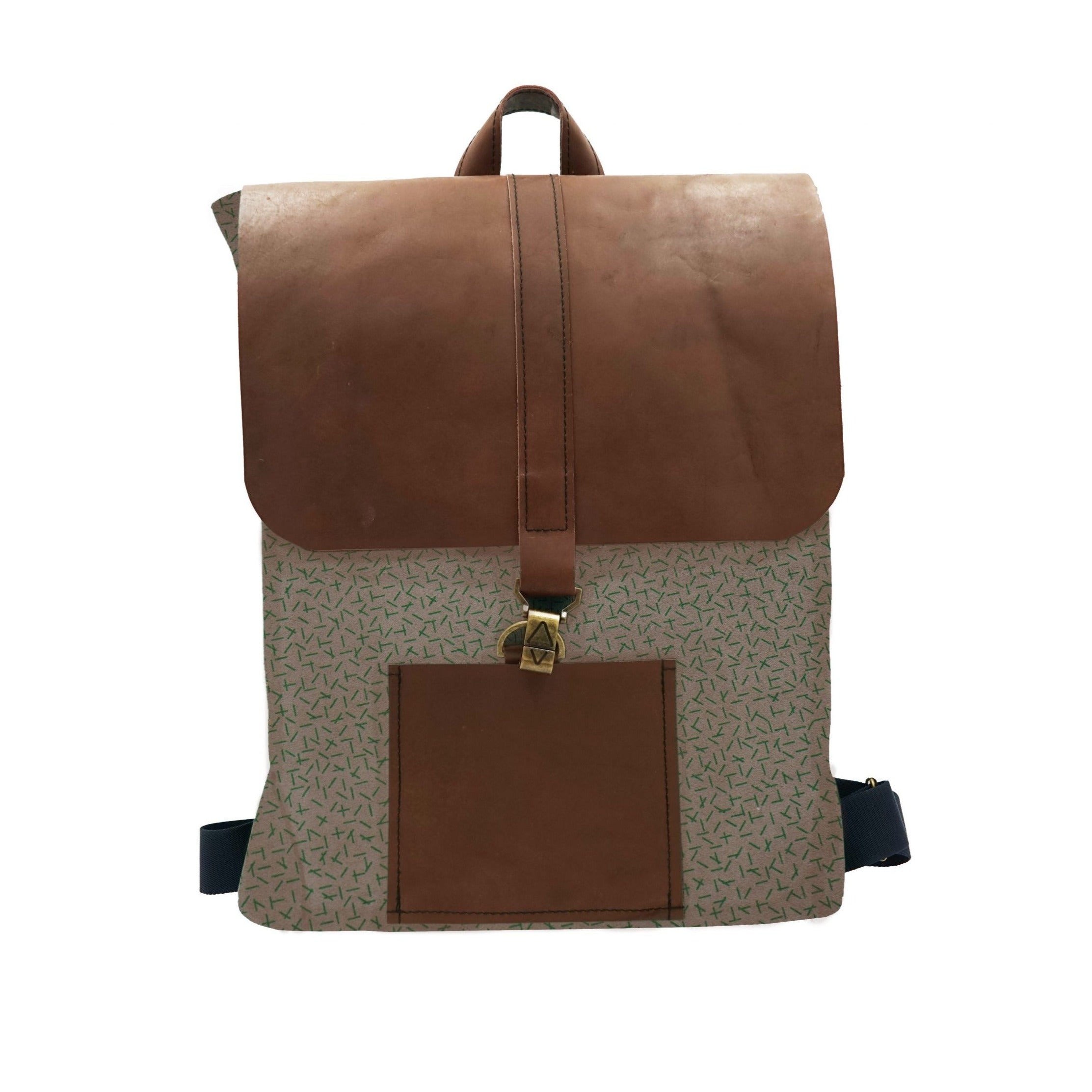 brown leather backpack