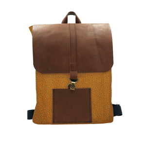 brown leather backpack