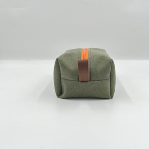 green toiletry bag