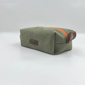 green toiletry bag