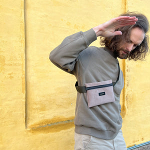 light brown belt bag