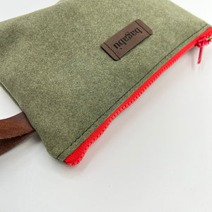 green toiletry bag