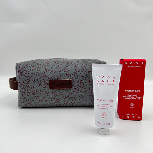 Gray & Red Toiletry + Uoga Natural Hand Cream 🎁