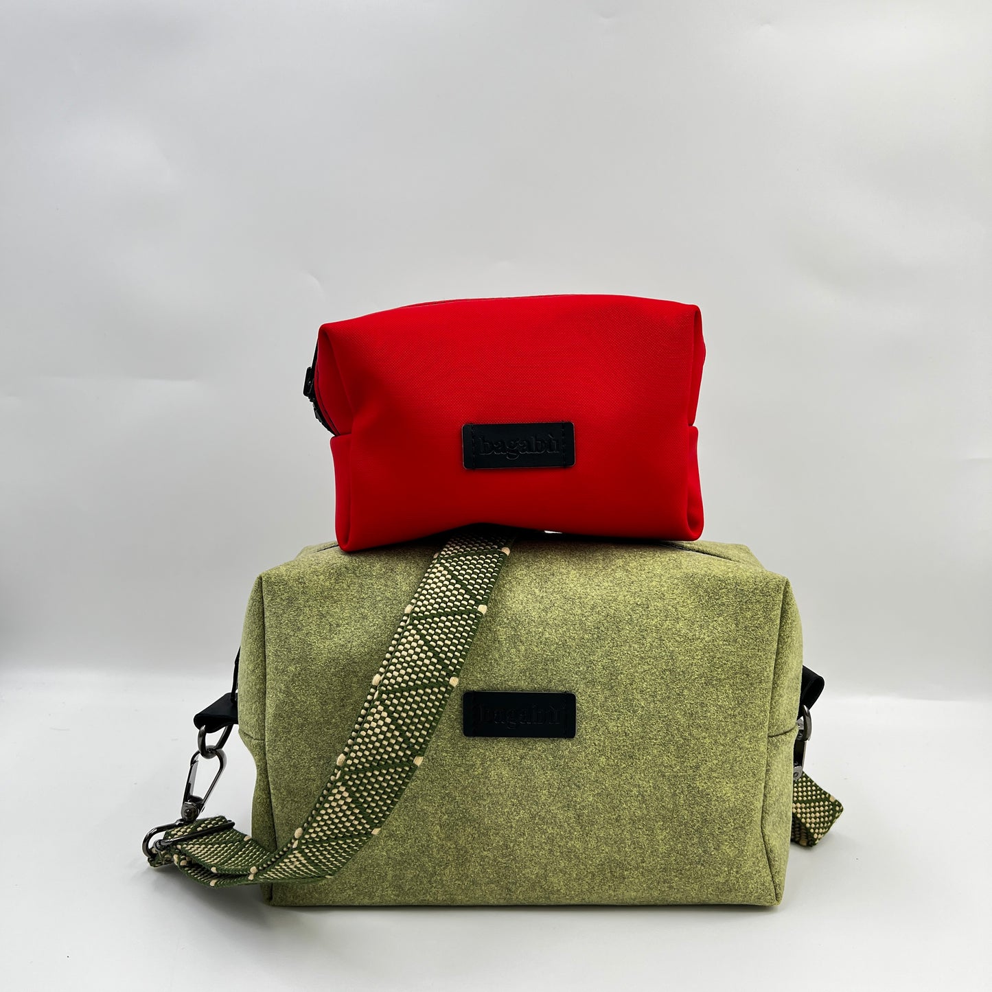 Sage Green Alcantara Bag + Red Mini Toiletry 🎁