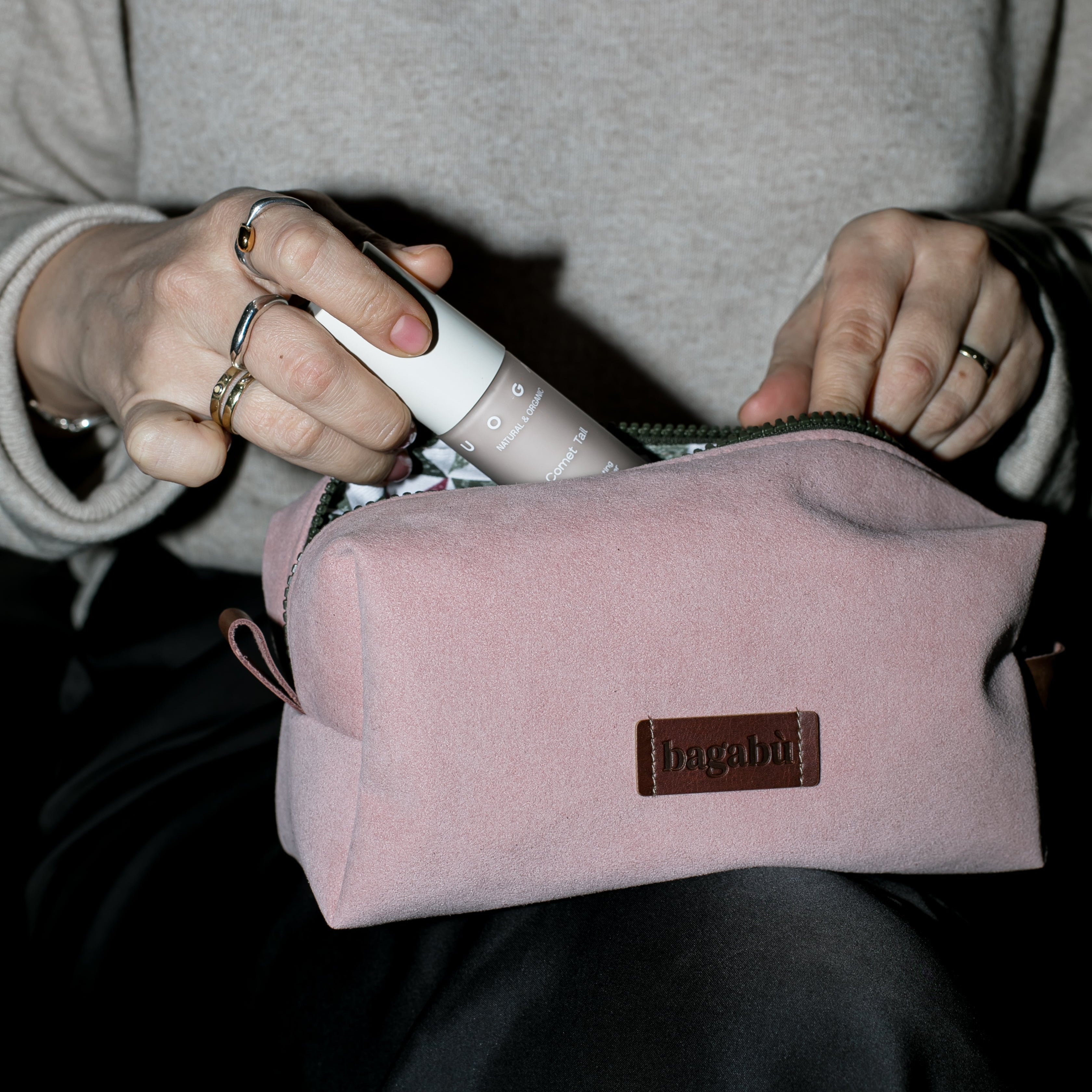 dusty pink toiletry bag