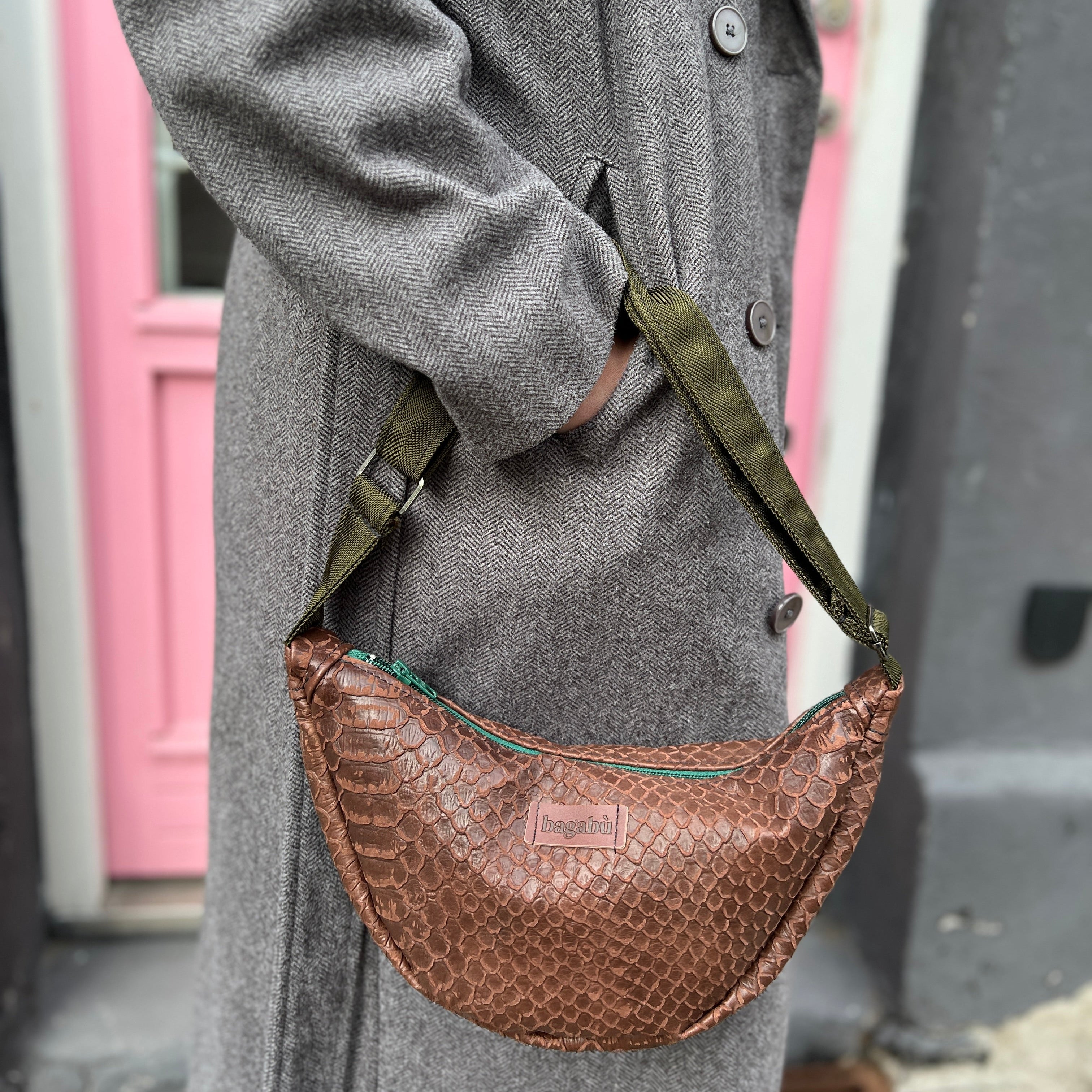 Leather Brown Banana Bag