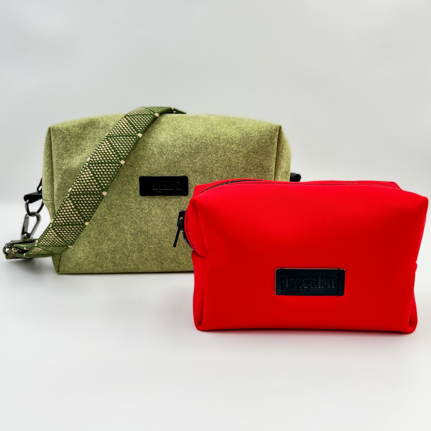 Sage Green Alcantara Bag + Red Mini Toiletry 🎁