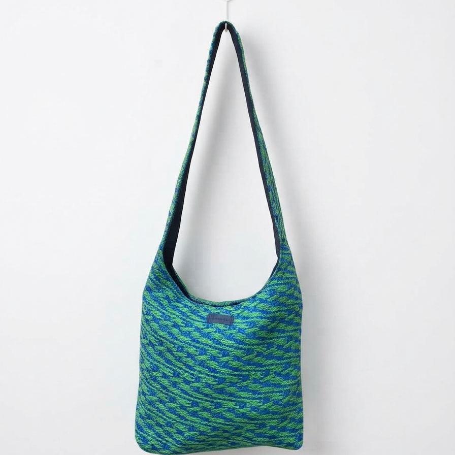 blue green wool bag
