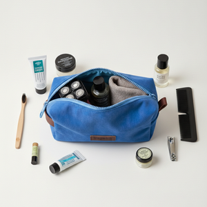 blue toiletry bag