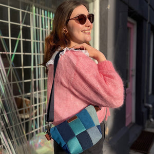 blue patch bag