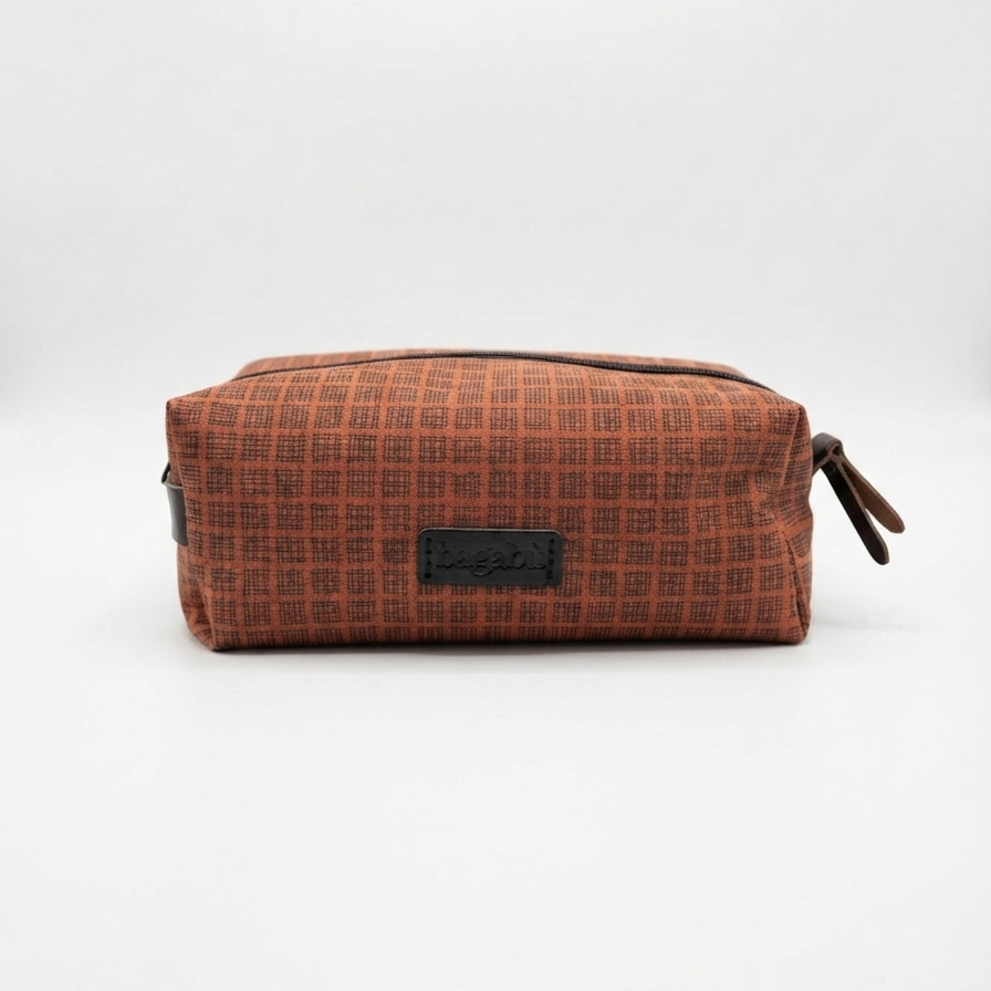 brown toiletry bag