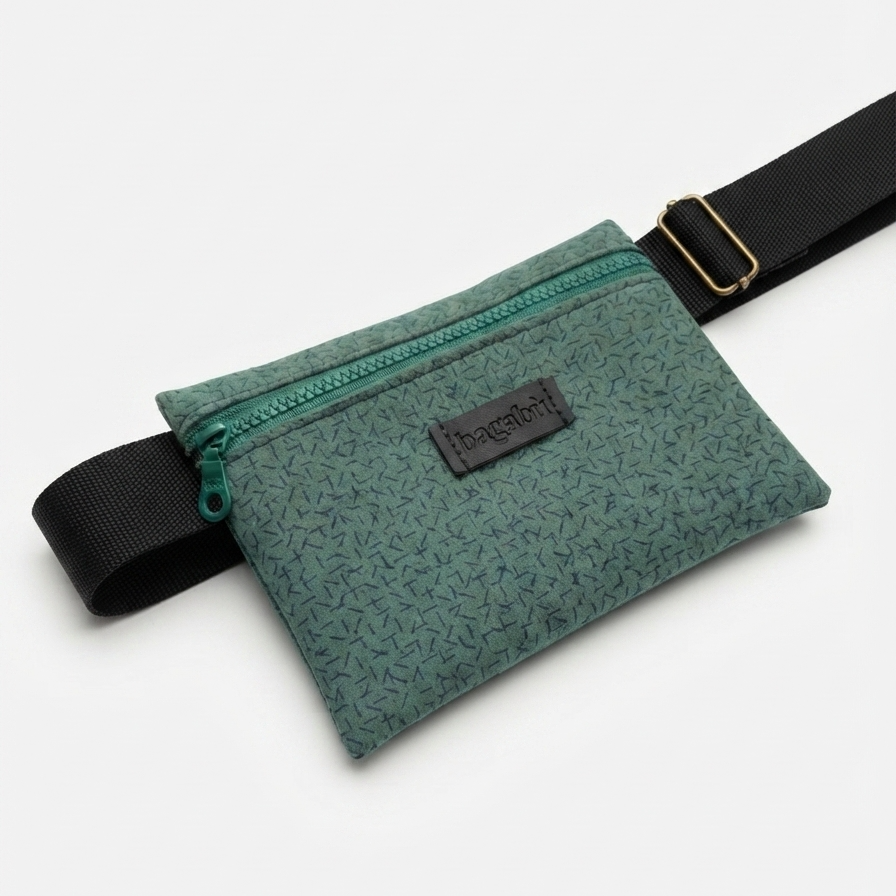 green with tripes belt bag