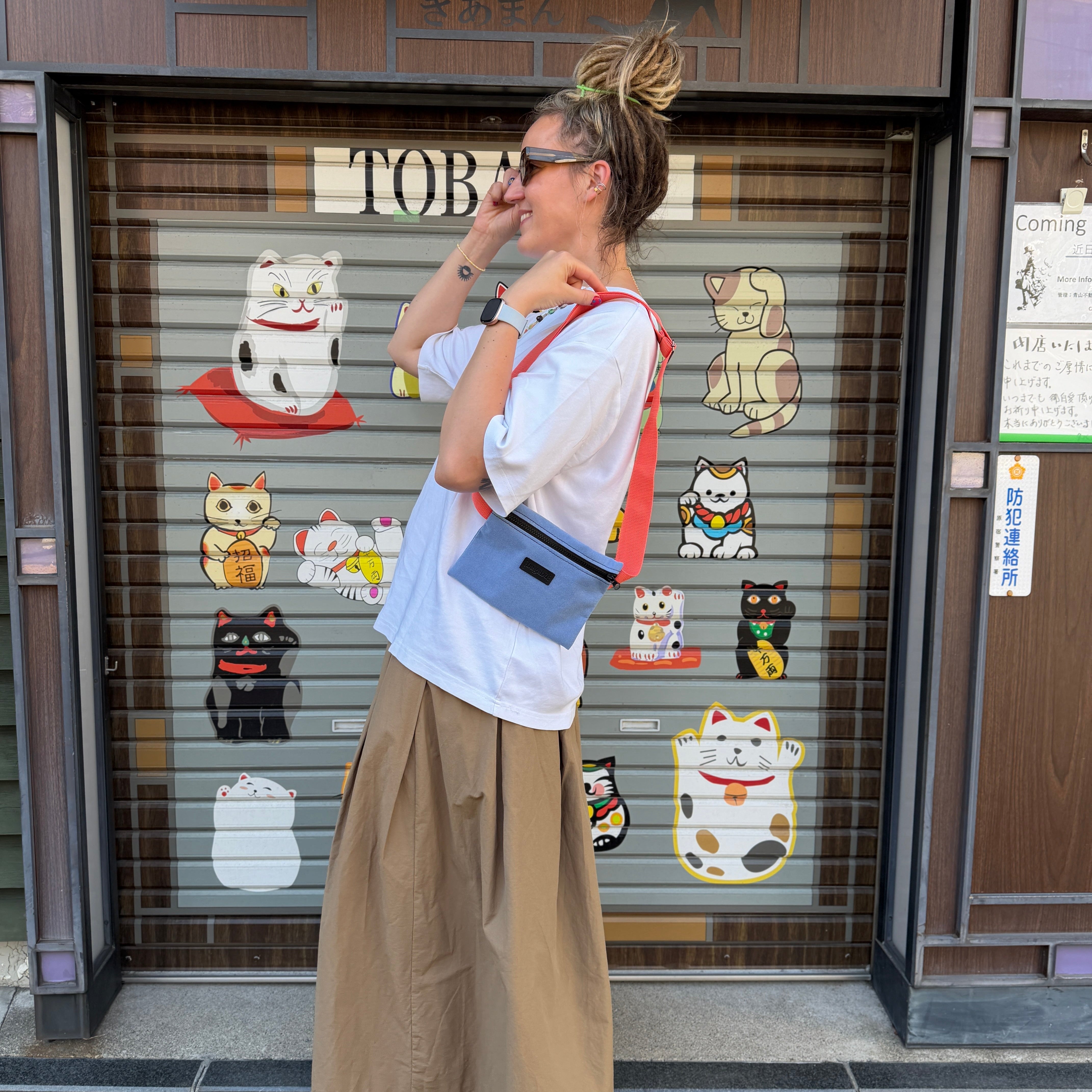 light blue belt bag