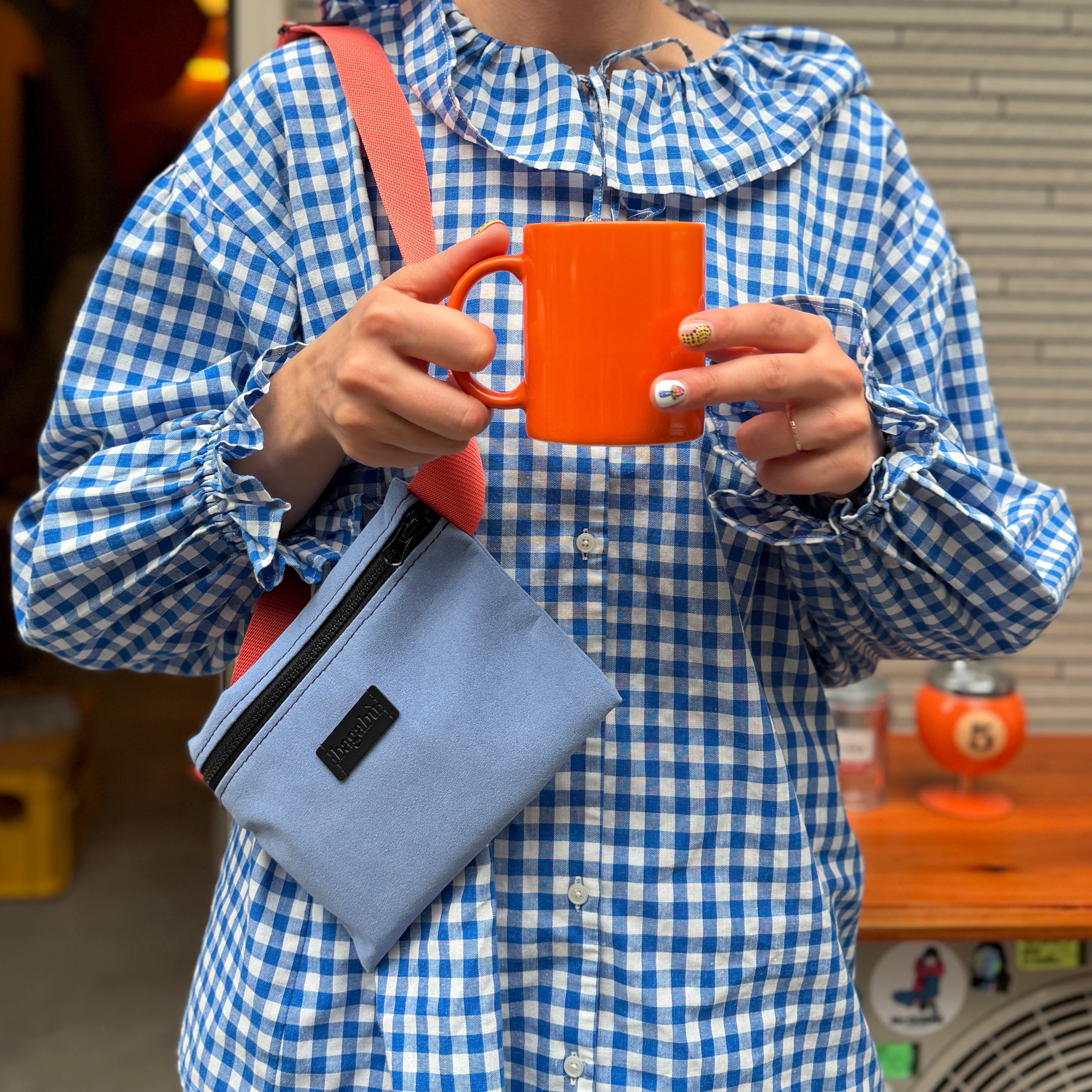 light blue belt bag