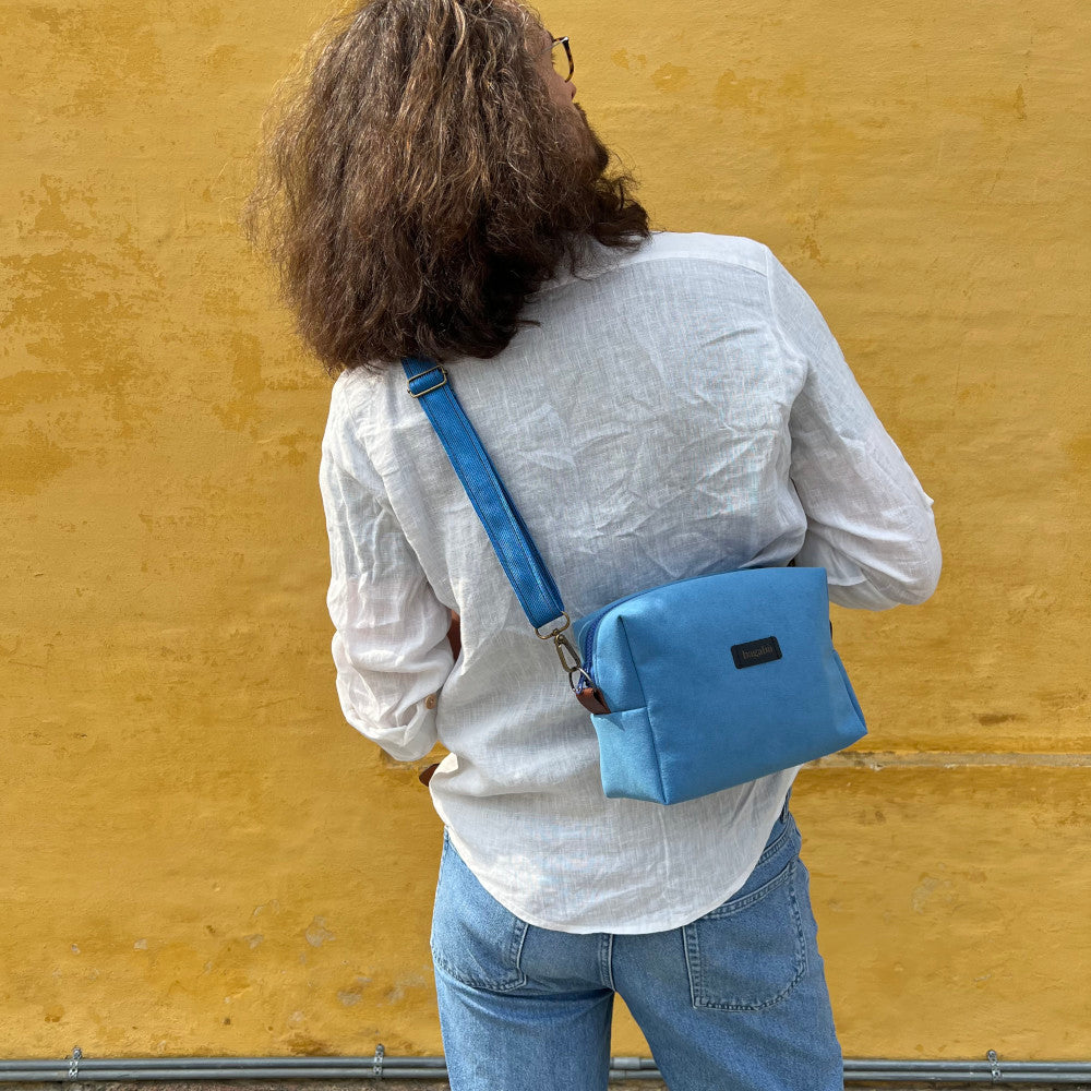 light blue unisex bag