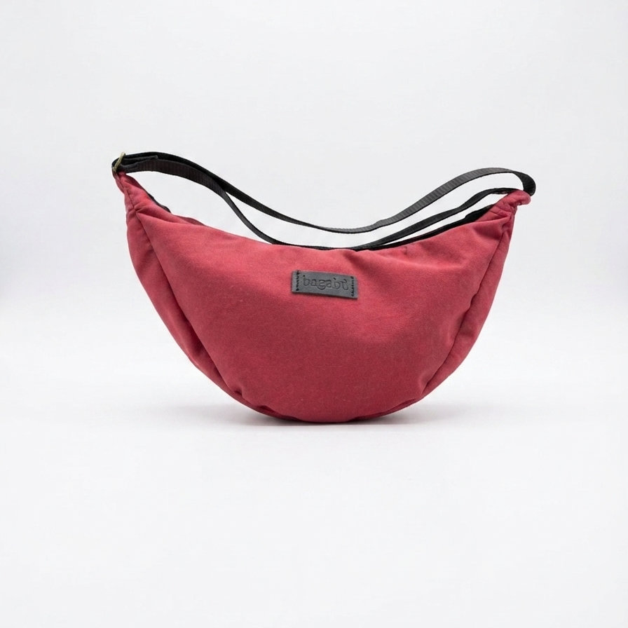 red alcantara bag