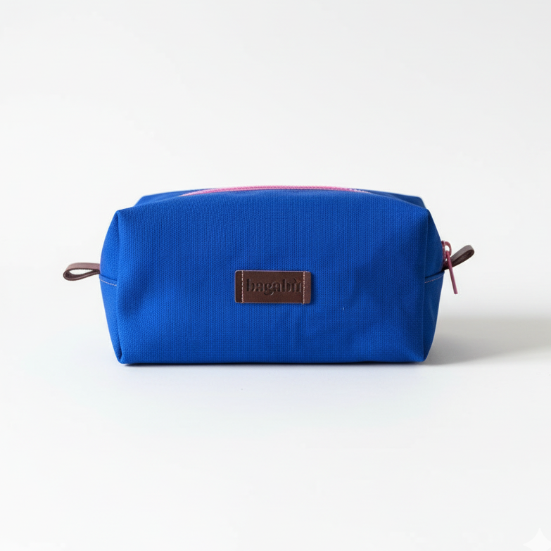 waxed canvas blue toiletry bag