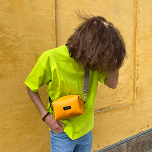 yellow leather bag