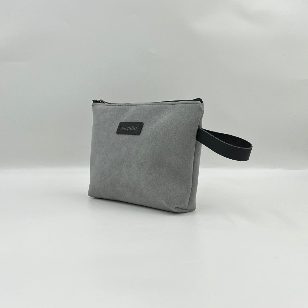 light gray mini toiletry bag