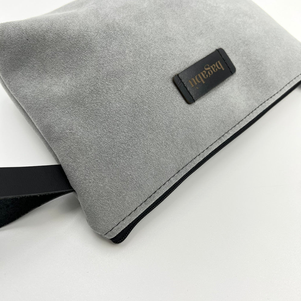 light gray mini toiletry bag