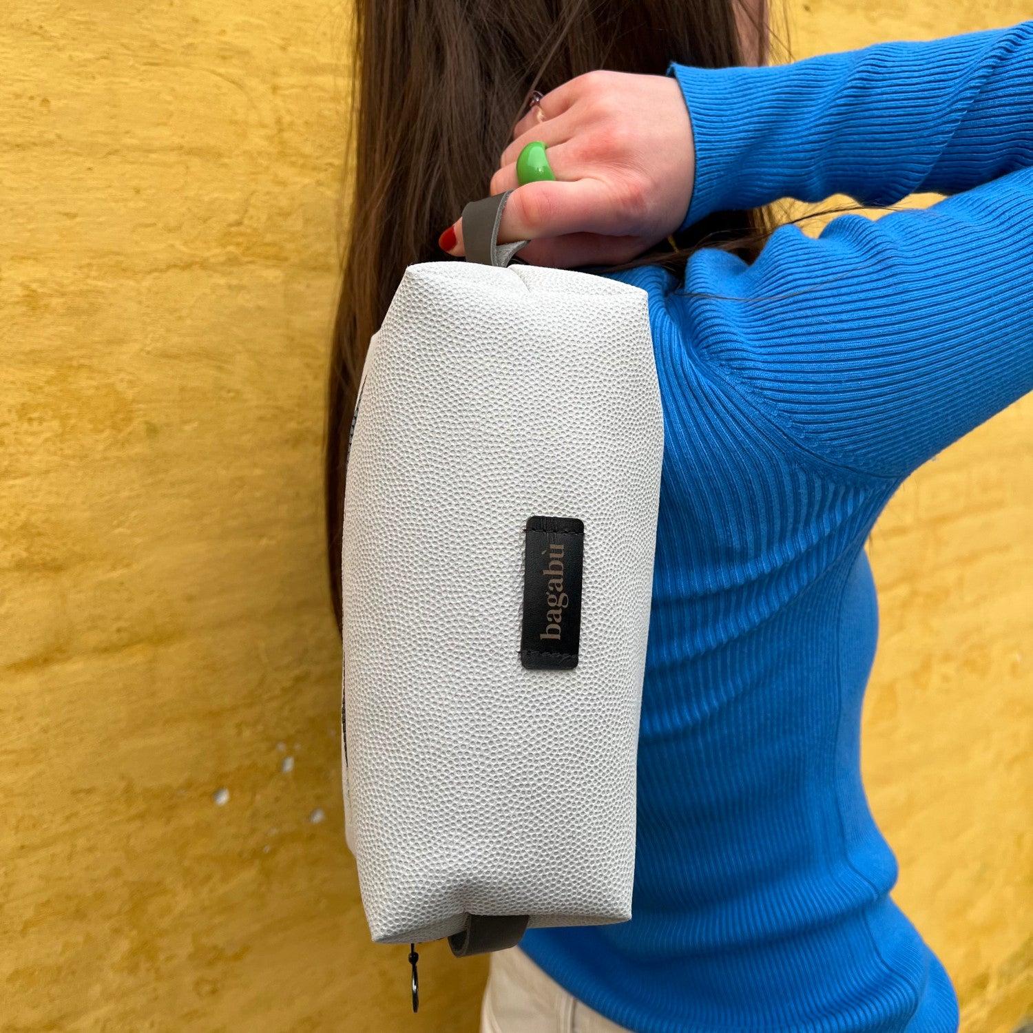 white toiletry bag